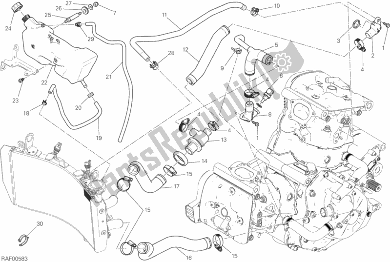 All parts for the Cooling System of the Ducati Monster 1200 S 2018